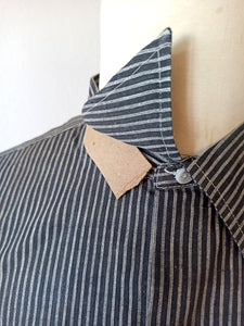 1930s 1940s - A. BATALLA, Barcelona - Deadstock Grey Striped Cotton Shirt -