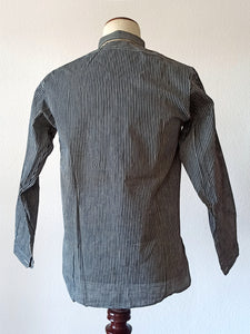 1930s 1940s - A. BATALLA, Barcelona - Deadstock Grey Striped Cotton Shirt -