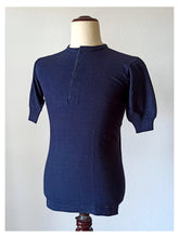 Load image into Gallery viewer, 1930s 1940s - Deadstock Navy Cuffed Cotton Henley Shirt - One Size
