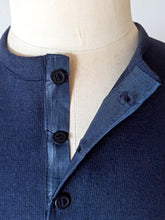 Load image into Gallery viewer, 1930s 1940s - Deadstock Navy Cuffed Cotton Henley Shirt - One Size
