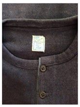 Load image into Gallery viewer, 1930s 1940s - Deadstock Navy Cuffed Cotton Henley Shirt - One Size

