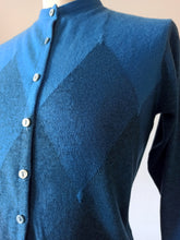 Load image into Gallery viewer, 1950s - BALLANTYNE, Scotland - Precious Blue Argyle Cashmere Cardigan - Sz 38
