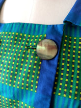 Load image into Gallery viewer, 1950s - RACELL, France - Stunning Green Blue Cotton Dress - W26 (66cm)
