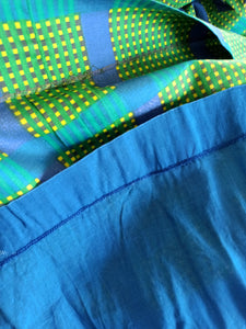 1950s - RACELL, France - Stunning Green Blue Cotton Dress - W26 (66cm)