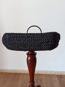 1950s - Superb Quality Black Raffia Handbag
