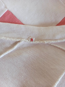 1940s 1950s - DEADSTOCK - Gorgeous Pink Peach White Cotton Top - Sz 3