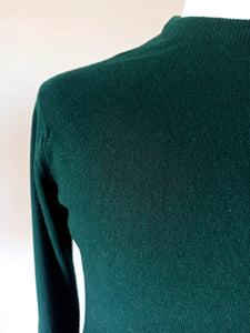 1950s - GLENEAGLES KNITWEAR, Scotland - Forest Green Men's Cashmere Sweater - Sz 40