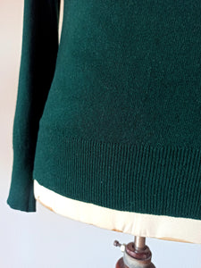 1950s - GLENEAGLES KNITWEAR, Scotland - Forest Green Men's Cashmere Sweater - Sz 40