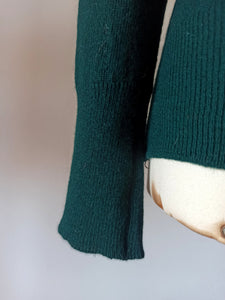 1950s - GLENEAGLES KNITWEAR, Scotland - Forest Green Men's Cashmere Sweater - Sz 40