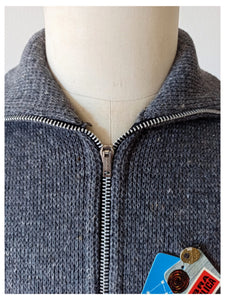 1960s 1970s - NORDPOL - Deadstock Men's Grey Zipper Jacket - Sz 5