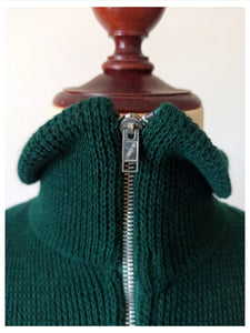 1960s 1970s - NORDPOL - Deadstock Men's Green Zipper Jacket - Sz 4