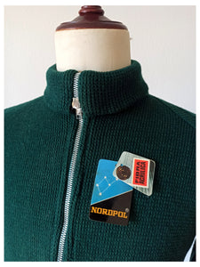 1960s 1970s - NORDPOL - Deadstock Men's Green Zipper Jacket - Sz 4