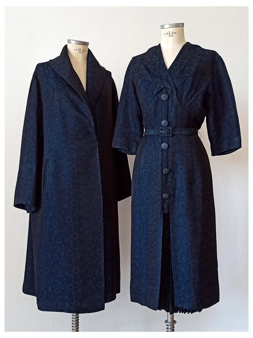 1950s - POVEL'S, Paris - Outstanding Couture Coat Dress - W31 (80cm)