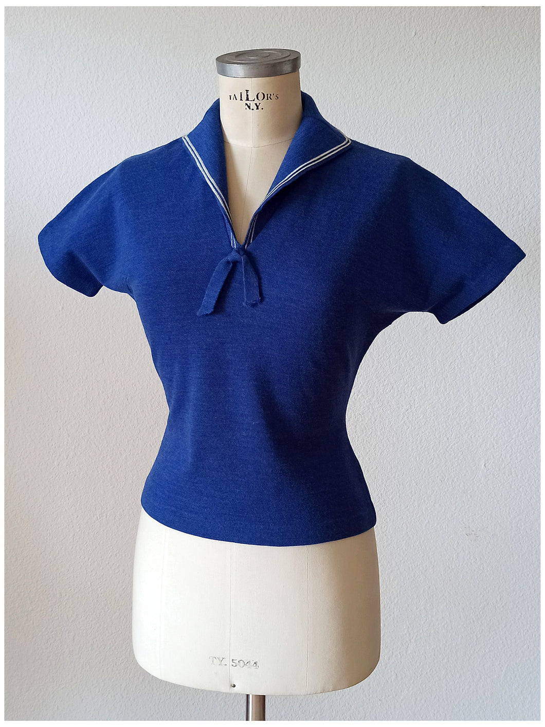 1950s - SMARTEX, France - Gorgeous Sailor Wool Jumper - W29 (74cm)