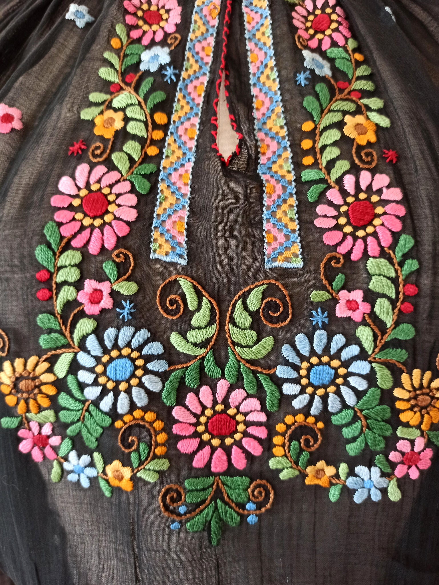 1940s 1950s - ARTEX - Black Hungarian Embroidery Blouse - W29 (74cm) Der Fuchs Vintage 1940s 1950s - ARTEX - Black Hungarian Embroidery Blouse - W29 (74cm) Der Fuchs Vintage