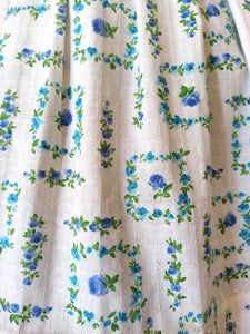 1950s 1960s - Adorable Roseprint Cotton Dress - W28.5 (72cm)