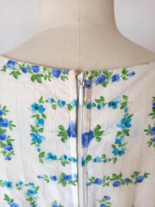 1950s 1960s - Adorable Roseprint Cotton Dress - W28.5 (72cm)