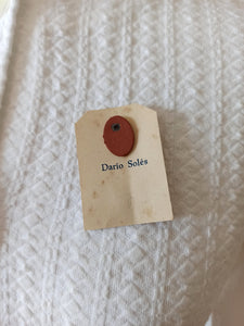 1950s - DARIO SOLES, Spain - Deadstock White Cardigan - Sz 2