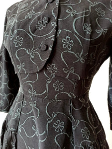 1950s - Superb Black Bolero Dress - W25 (64cm)