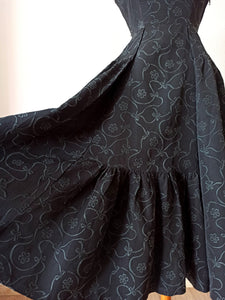1950s - Superb Black Bolero Dress - W25 (64cm)