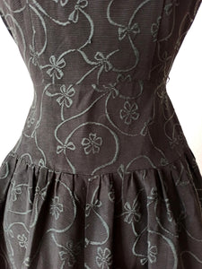 1950s - Superb Black Bolero Dress - W25 (64cm)