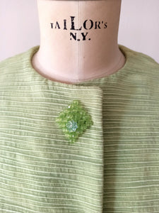 1960s - LEURIER, Italia - Stunning Green Beaded Couture Coat - W32 (82cm)