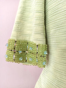 1960s - LEURIER, Italia - Stunning Green Beaded Couture Coat - W32 (82cm)