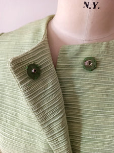 1960s - LEURIER, Italia - Stunning Green Beaded Couture Coat - W32 (82cm)