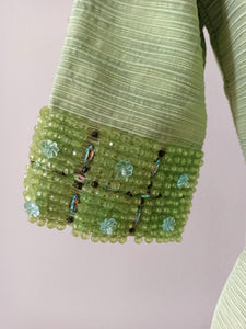 1960s - LEURIER, Italia - Stunning Green Beaded Couture Coat - W32 (82cm)