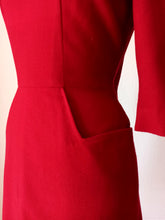 Charger l&#39;image dans la galerie, 1940s 1950s - Stunning Red Wool Dress - W29 (74cm)
