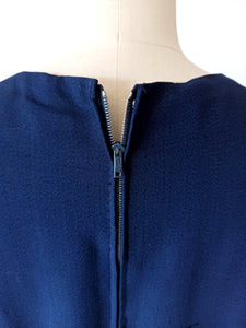 1950s - Adorable Navy Blue Rayon Dress - W26 (66cm)