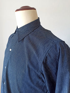 1930s 1940s - JUAN UBACH, Barcelona - Deadstock Blue Striped Men's Cotton Shirt