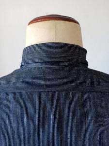 1930s 1940s - JUAN UBACH, Barcelona - Deadstock Blue Striped Men's Cotton Shirt