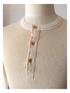 1930s 1940s - Deadstock Long Sleeves Cotton Henley Shirt - Sz 40