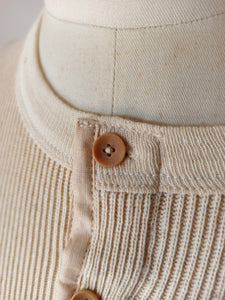 1930s 1940s - Deadstock Long Sleeves Cotton Henley Shirt - Sz 40
