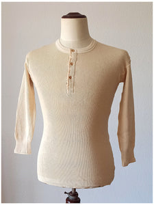 1930s 1940s - Deadstock Long Sleeves Cotton Henley Shirt - Sz 40