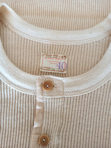 1930s 1940s - Deadstock Long Sleeves Cotton Henley Shirt - Sz 40