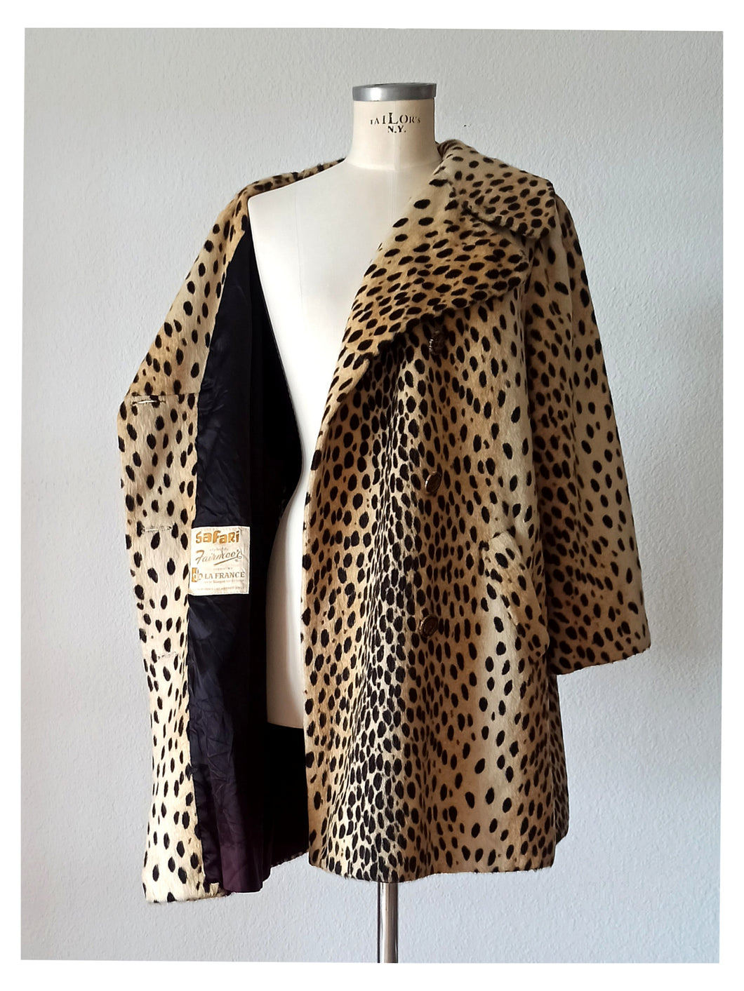 1950s - AZENS - LA FRANCE - Spectacular Cheetah Faux Coat