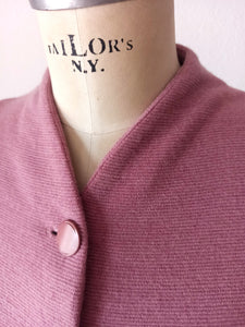 1950s - St. MICHAEL, UK - Gorgeous Pink Jersey Wool Dress - W24.5/28.5 (62/72cm)
