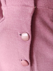 1950s - St. MICHAEL, UK - Gorgeous Pink Jersey Wool Dress - W24.5/28.5 (62/72cm)
