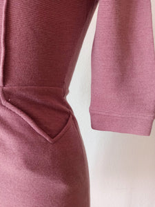 1950s - St. MICHAEL, UK - Gorgeous Pink Jersey Wool Dress - W24.5/28.5 (62/72cm)