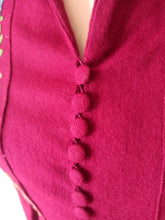 Load image into Gallery viewer, 1930s 1940s - Stunning Burgundy Embroidered Wool Dress - W27.5 (70cm)
