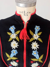 Load image into Gallery viewer, 1940s - Gorgeous Black Embroidery Cardigan
