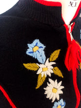 Load image into Gallery viewer, 1940s - Gorgeous Black Embroidery Cardigan
