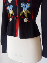 Load image into Gallery viewer, 1940s - Gorgeous Black Embroidery Cardigan
