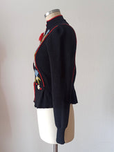 Load image into Gallery viewer, 1940s - Gorgeous Black Embroidery Cardigan

