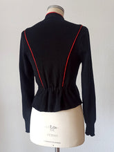 Load image into Gallery viewer, 1940s - Gorgeous Black Embroidery Cardigan

