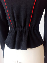 Load image into Gallery viewer, 1940s - Gorgeous Black Embroidery Cardigan
