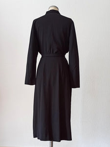 1940s - Superb Black Gabardine Wool Dress - W39 (100cm)