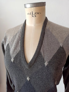 1950s 1960s - BALLANTYNE, Scotland - Iconic Intarsia Cashmere Sweater - Sz 38